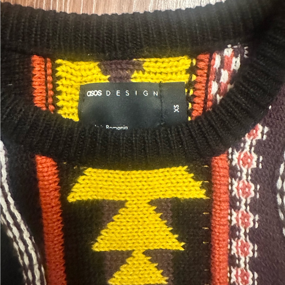 ASOS Colorful Geometric Patterned Men's Sweater - Picture 3 of 4